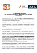 La déclaration de Tanger  - Les gouvernements locaux et régionaux ont rejoint la  conversation 
